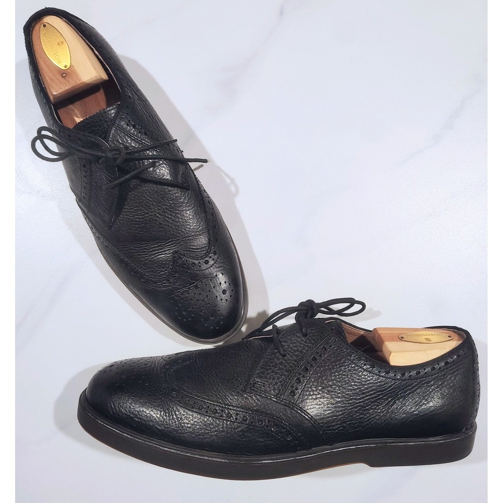 Polo Ralph Lauren Shoes Wingtip Oxford 11.5 D Mens Black Textured Leather